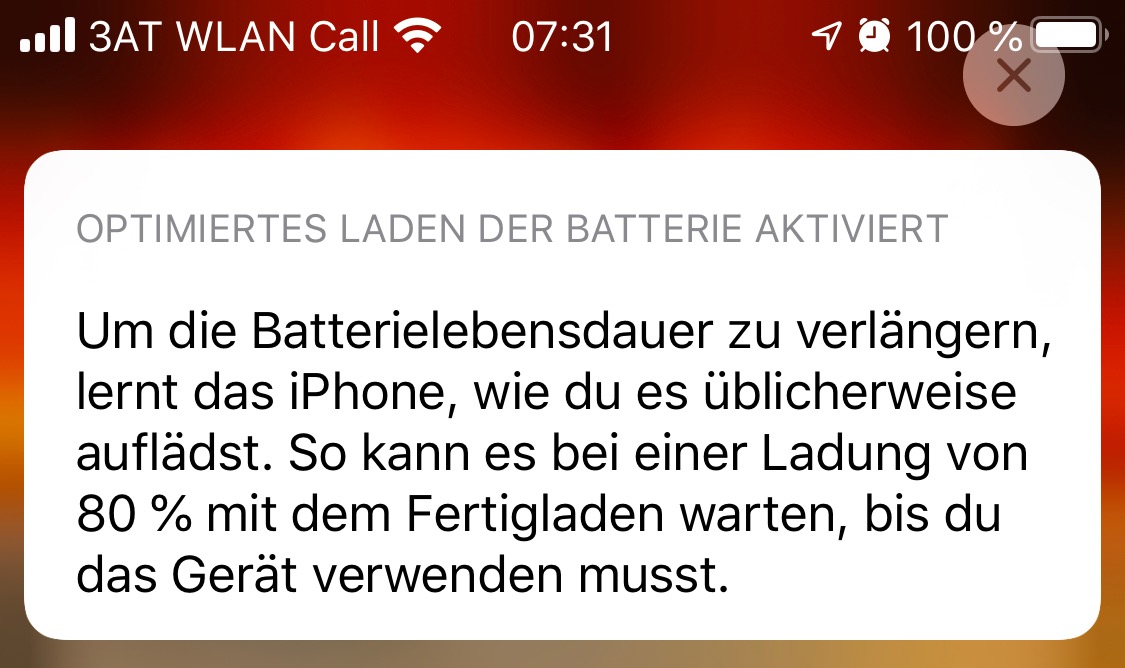 Batterie Lebensdauer iPhone Mitteilung